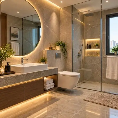 Modern bathroom interior at M3M Sector 108 Noida